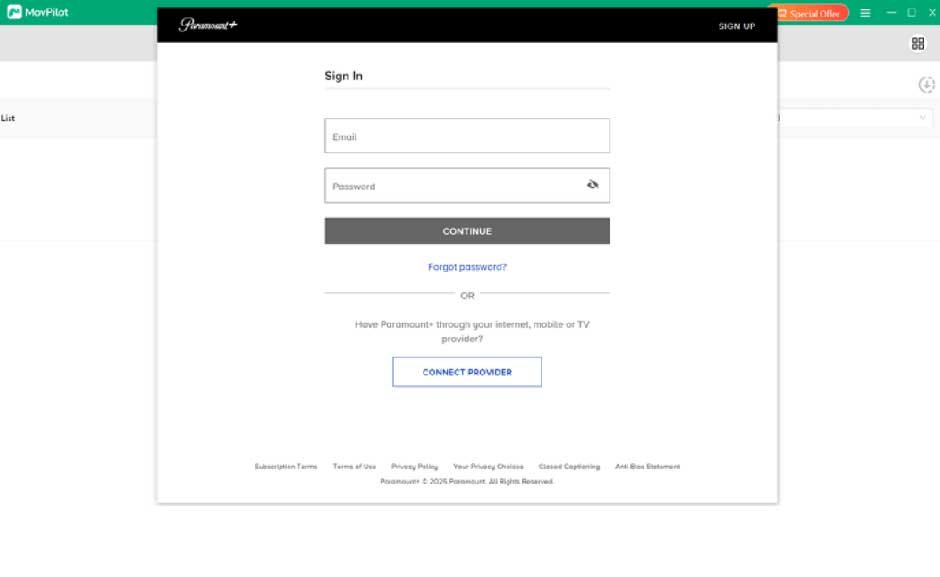 Sign In to MovPilot