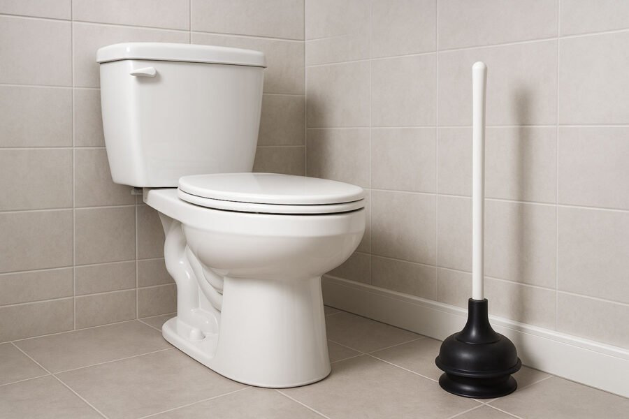 toilet and plunger